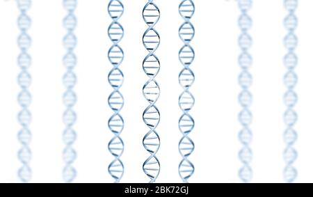 Blaue DNA-Struktur isoliert Hintergrund. 3D-Darstellung Stockfoto