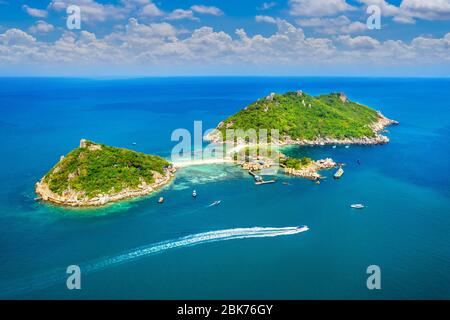 Luftaufnahme der Insel Koh NangYuan in Surat Thani, Thailand. Stockfoto