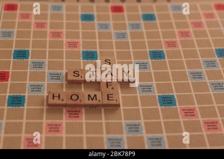 Quarantäne-Scrabble-Board Stockfoto