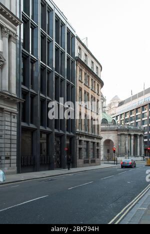 Architektur der 1970er Jahre Granit Grau Braun Fassade Elevation Brown Shipley & Co, Founders Court, Lothbury, London, EC2R von Fitzroy Robinson & Partners Stockfoto