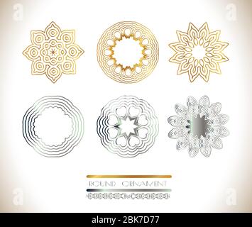 Dekorativen Lochmuster für Hochzeit Einladungen und Grußkarten. Gold, Silber Mandala am Hintergrund. Traditionellen goldenen, silbernen Dekor Stock Vektor