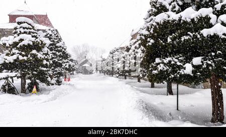 Nikka Distillery in the Snow, Hokkaido, Japan Stockfoto