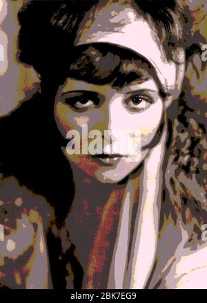 Clara Bow, Posterisierte Illustration, Silent Film Star Stockfoto