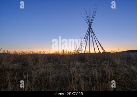 Tipis im Stoney Indian Reserve in Morley, Alberta, Kanada Stockfoto