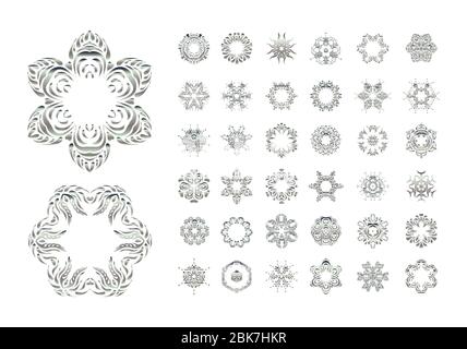 Ornament im Oststil. Satz von Hand gezeichnetes Vektor-Mandala auf weißem Hintergrund, geometrische Mandalas, skalierbare abstrakte Mandala für Hintergrund Stock Vektor