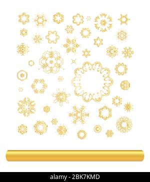 Golden Mandala Set. Henna Tattoo goldene Aufkleber mehndi Design. Stock Vektor