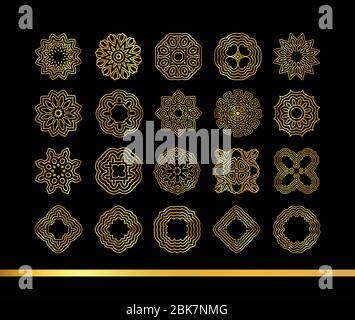 Vektor-Illustration mit Vintage Gold Ornament. Goldene Vintage runde Muster auf schwarz. Stock Vektor