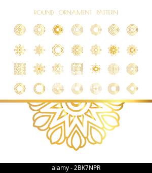 Traditionelle goldene Einrichtung auf weißem Hintergrund. Orientalisches Vektor-Goldmuster. Vektorgrafik. Stock Vektor