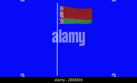 Belarus Flagge winkt auf Wind auf blauem Bildschirm oder Chroma-Key Hintergrund. 3d-Rendering. Stockfoto