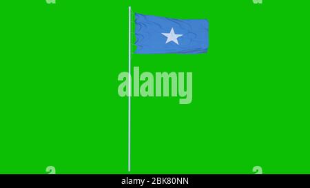 Somalia Flagge winken auf Wind auf grünen Bildschirm oder Chroma-Taste Hintergrund. 3d-Rendering. Stockfoto