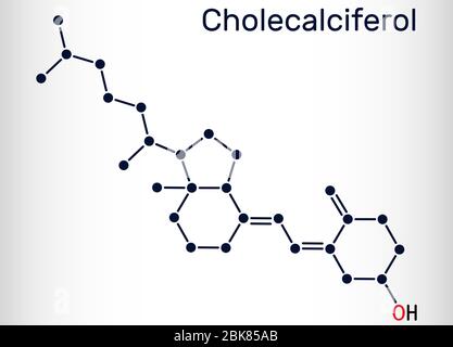 Cholecalciferol, Colecalciferol, Vitamin D3, C27H44O Molekül. Chemische Formel. Vektorgrafik Stock Vektor