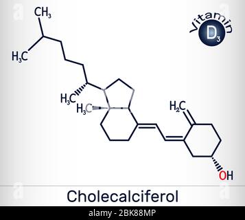 Cholecalciferol, Colecalciferol, Vitamin D3, C27H44O Molekül. Chemische Formel. Vektorgrafik Stock Vektor