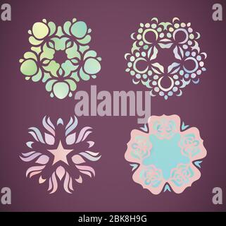 Aquarell Pastell Mandala Textur. Vektor Hand gezeichnet Regenbogen Doodle Mandala. Pastellfarben-Regenbogen-Mandala mit floralen Mustern. Stock Vektor