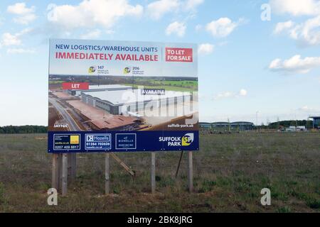 Neues Industriegebiet in der Nähe von Bury St Edmunds, Suffolk, Großbritannien Stockfoto