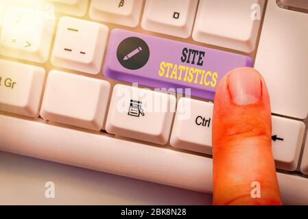 Statistik der Site zum Schreiben von Handschriften. Konzeptionelle Messung des Verhaltens von Besuchern bestimmter Websites Stockfoto