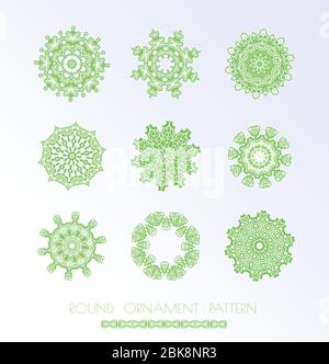 Grünes Mandala. Runde Ornament Muster isoliert Stock Vektor