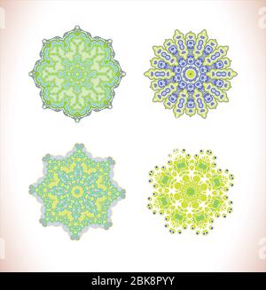 Vintage Mandala Set. Handgezeichneter kreisförmiger Vektorhintergrund. Stock Vektor