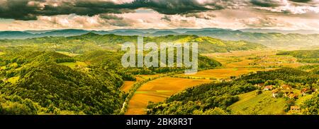 Österreich Weingärten Landschaft. Leibnitz Bereich in der Südsteiermark, Weinland Stockfoto