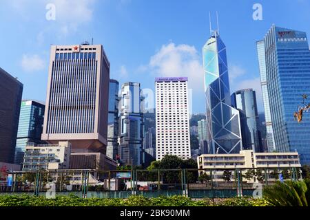 Skyline von Hong Kong - Admiralty District. Stockfoto