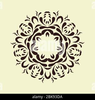 Handgezeichnete dekorative Elemente im Schneeflocken-Design. Schwarze verzierte Schneeflocke isoliert auf Hintergrund. Stock Vektor