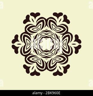 Handgezeichnete dekorative Elemente im Schneeflocken-Design. Schwarze verzierte Schneeflocke isoliert auf Hintergrund. Stock Vektor