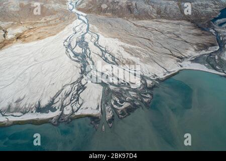 Arctic River Delta, Baffin Island, Kanada Stockfoto