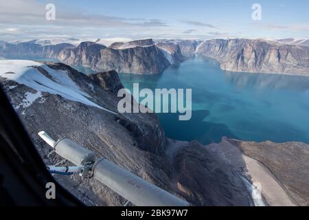 Baffin Island, Blick aus dem Hubschrauber, Kanada Stockfoto