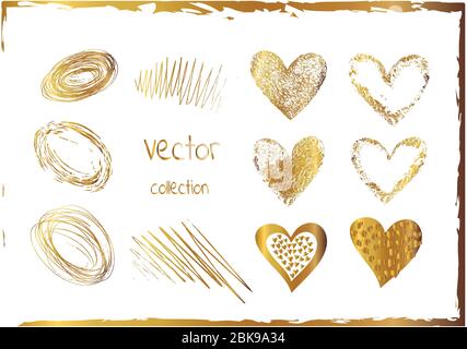 Satz von Symbolen Herz isoliert auf weiß. Design-Elemente für Grußkarten zum Valentinstag. Stock Vektor