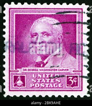 USA - UM 1948: Eine in den USA gedruckte Briefmarke zeigt Dr. George Washington Carver, Wissenschaftler, um 1948 Stockfoto