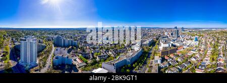 Luftaufnahme, Frankfurter Skyline, mit Henniger Tower, Leonardo Royal, EZB, Commerzbank, Sachsenhausen, Hessen, Deutschland Stockfoto