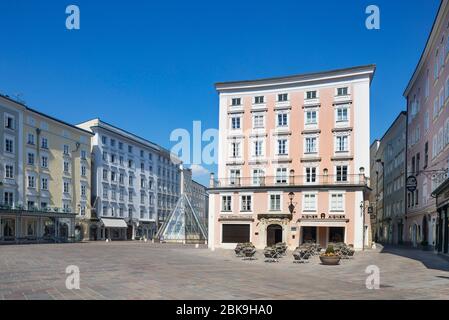 Freie Grundstücke wegen der Coronavirus-Pandemie, Alter Markt, Salzburg, Österreich Stockfoto