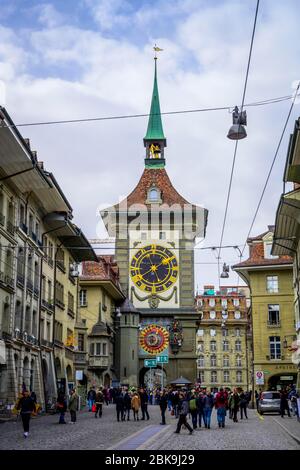 Zytglogge, Zeitglockenturm, in der Altstadt von Bern, Innenstadt, Bern, Kanton Bern, Schweiz Stockfoto