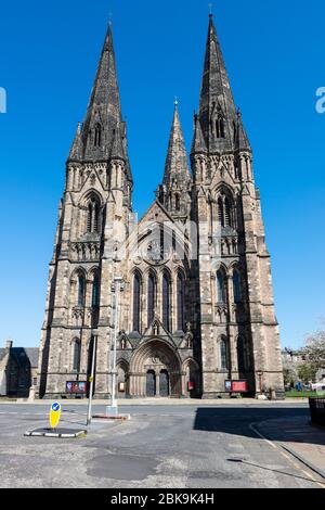 St. Mary's Cathedral (Episcopal) auf Palmerston Place von Lansdowne Crescent im West End von Edinburgh, Schottland, Großbritannien Stockfoto