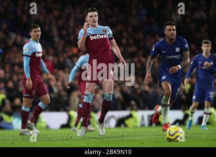 West Hams Declan Rice in Aktion während des Premier League-Spiels zwischen Chelsea und West Ham United an der Stamford Bridge in London. 30. November 2019 Stockfoto