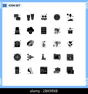 Piktogramm Set von 25 einfachen festen Glyphen der Landwirtschaft, modern, marine, Manager, Manager editierbare Vektor Design-Elemente Stock Vektor