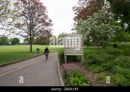 Priory Park in Prittlewell, Southend-on-Sea, Essex, während der 2020 Coronavirus-Sperre. Stockfoto