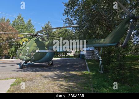 Vologda, Russland - 20. August 2019: Mi-8T Mehrzweck-Transporthubschrauber im Victory Park in der Stadt Vologda Stockfoto