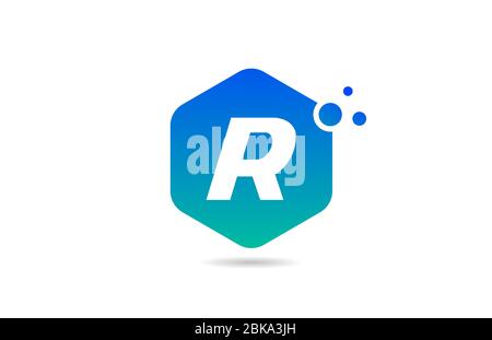 Grün blau R Alphabet Buchstaben Logo Icon Design mit Rhombus für Unternehmen und Unternehmen Stock Vektor