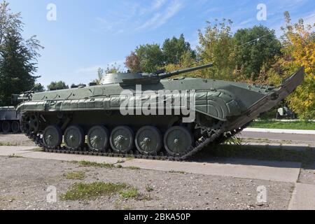 Wologda, Russland - 20. August 2019: Infanterie-Kampffolder im Siegespark der Stadt Wologda Stockfoto