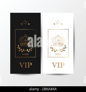 VIP Party Premium Einladungskarte mit luxuriösem Gold-Design. Schwarz und goldene Designvorlage. Dekorativer Hintergrund mit Ornamentmuster Stock Vektor