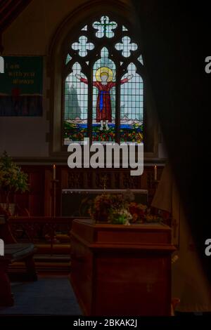 Beerdigung in einer ländlichen Kirche im südlichen Großbritannien Februar 2020 Stockfoto