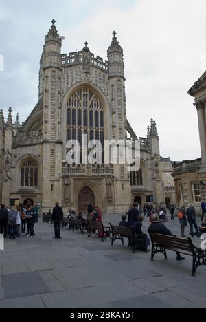 Senkrechte gotische Architektur Bath Stone Bath Abbey, Somerset, England BA1 von Sir George Gilbert Scott Stockfoto