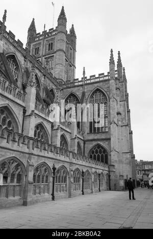 Senkrechte gotische Architektur Bath Stone Bath Abbey, Somerset, England BA1 von Sir George Gilbert Scott Stockfoto