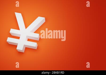 JPY Japanischer Yen oder CNY Chinesischer Yuan Währungszeichen für Unternehmen Finanzhintergrund, 3D Rendering mit Kopierraum. Stockfoto