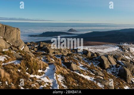 Blick auf die Berge von arran im Winter Stockfoto