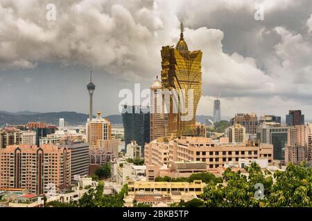 Macau / China - 26. Juli 2015: Blick auf die Skyline von Macau vom Leuchtturm Guia, Macao, China Stockfoto