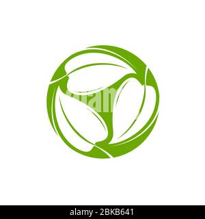 Logo mit grünen Blättern. Natürliche oder organische Symbolvektordarstellung Stock Vektor