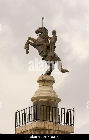 Macau (Macao SAR) / China - 26. Juli 2015: Statue von Julius Caesar auf einem Pferd, im Macau Fisherman's Wharf Themenpark, China Stockfoto