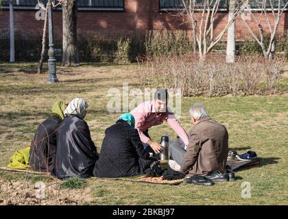 Familienpicknick im Stadtpark (Park e Shar) in Teheran, Iran, Persien, Naher Osten Stockfoto