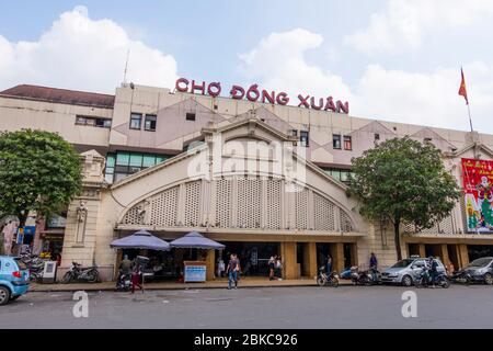 Cho Dong Xuan, Markthalle, Außenansicht, Altstadt, Hanoi, Vietnam Stockfoto